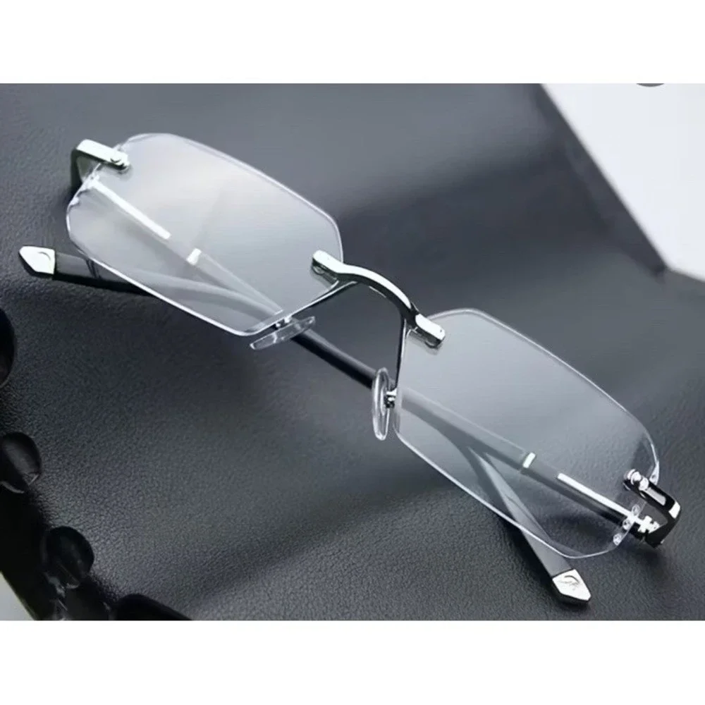 Blue Light Blocking Glasses,Computer Reading Glasses,Rimless Frame Smart Zoom